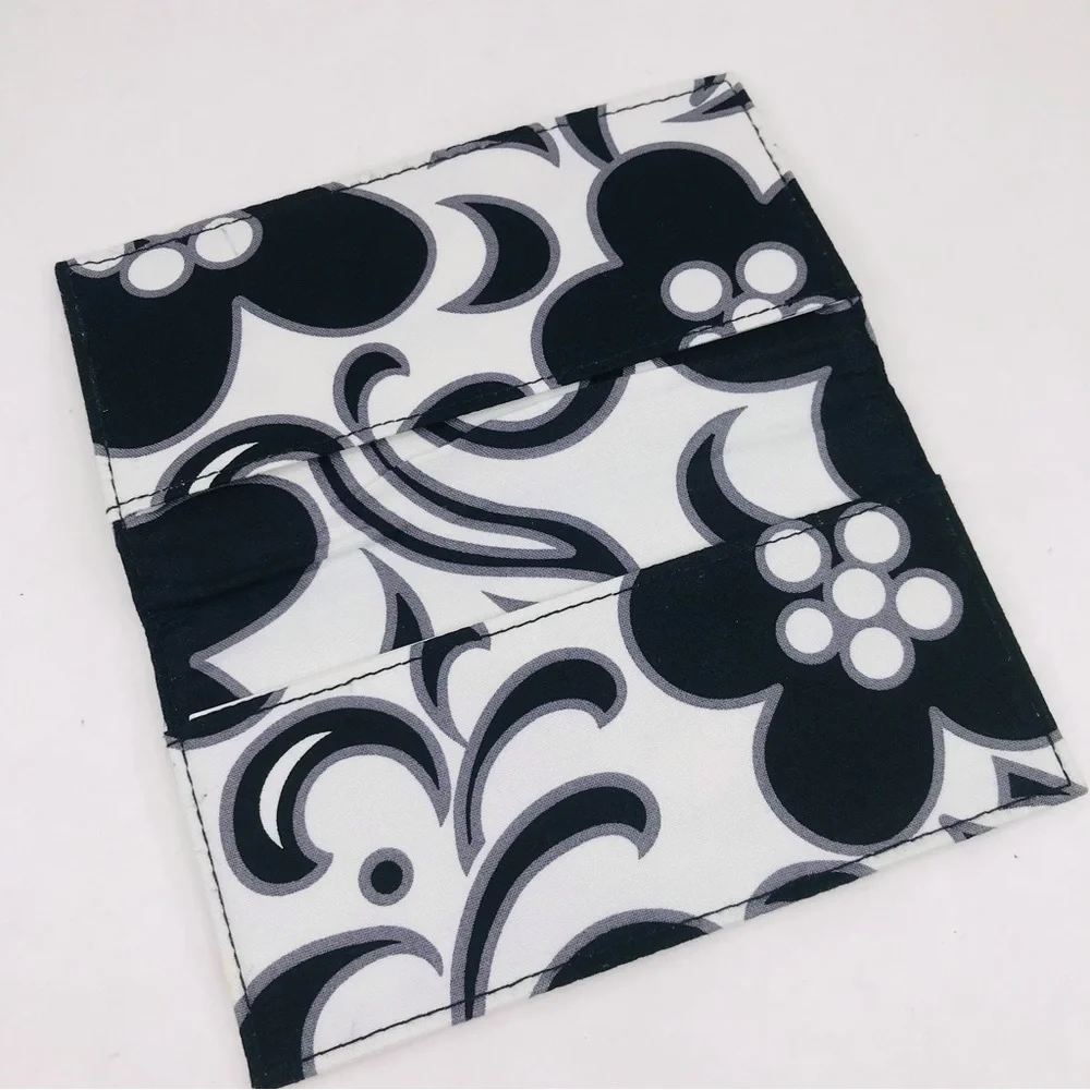 Vera Bradley Checkbook Cover Night and Day Black White Floral Cotton