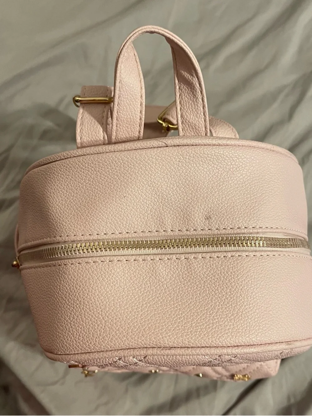 Under One Sky Baby Pink Quilted Mini Backpack Heart Bows and Teddy Bear Charms