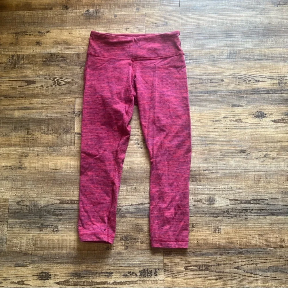 Lululemon Women's Wunder Under Crop Leggings Space Dye Red Size 2
