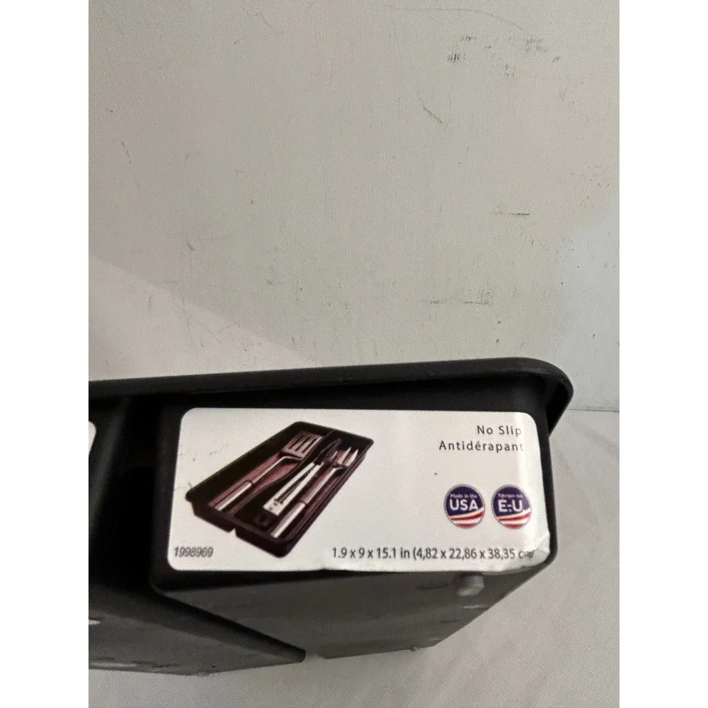 Rubbermaid Gadget Tray 15x9 Black No Slip 2-Compartment Drawer Organizer Unisex