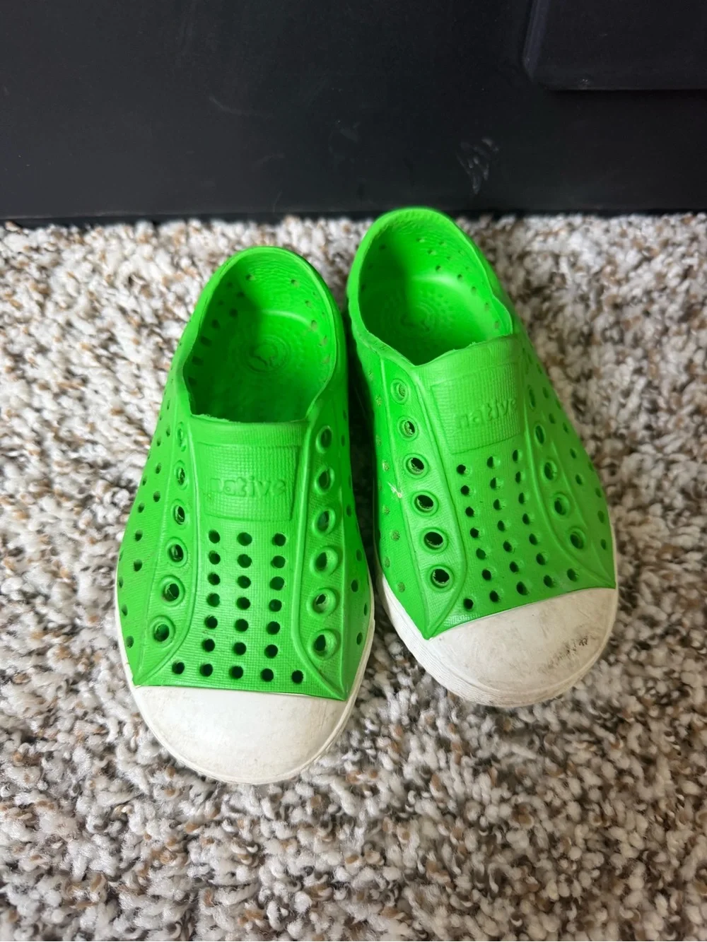 Native Kids Slip-On Water Shoes in Bright Green with White Toe
