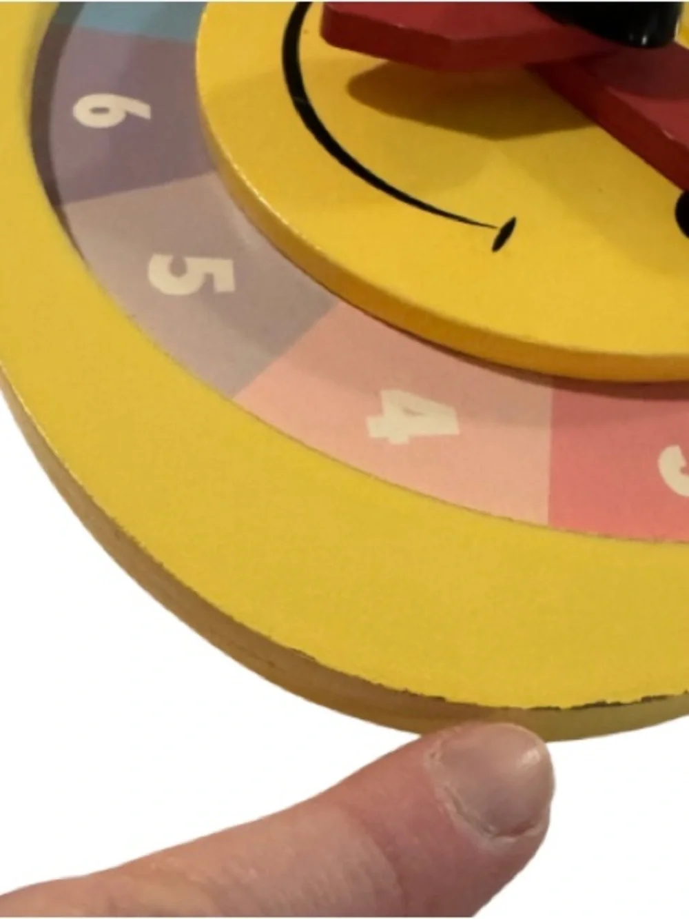 Disney Yellow Winnie the Pooh Wooden Wall Clock Rainbow Decor Learning Math Time