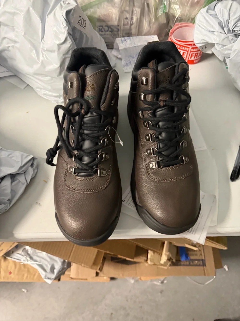 Propet Men's Dark Brown Leather Hiking Boots size 11 1/2 men’s extra wide ortho