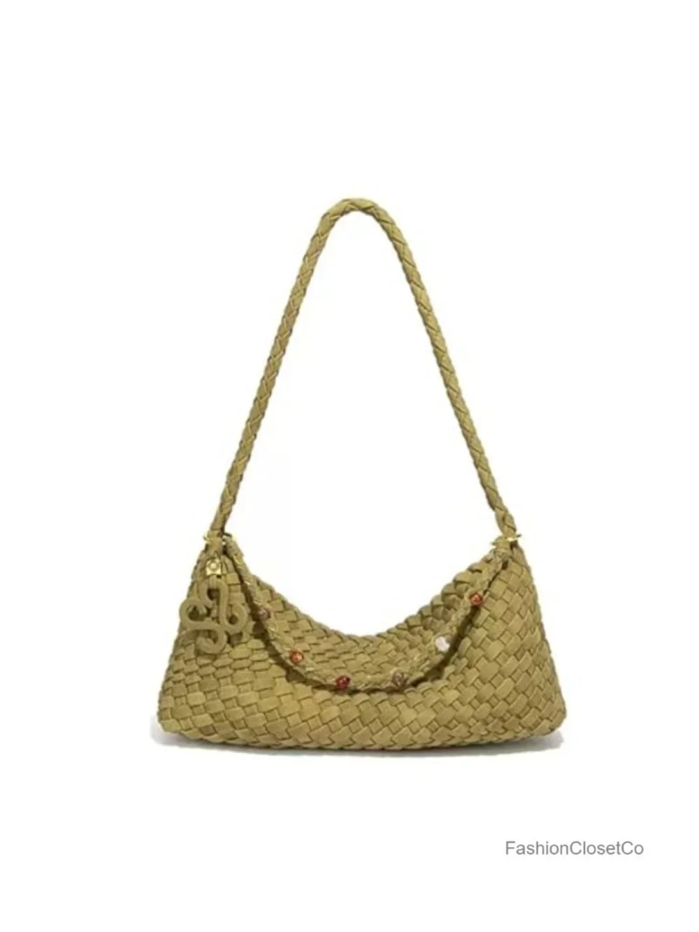 Suede Woven Hobo Shoulder Bag with Magnetic Closure
