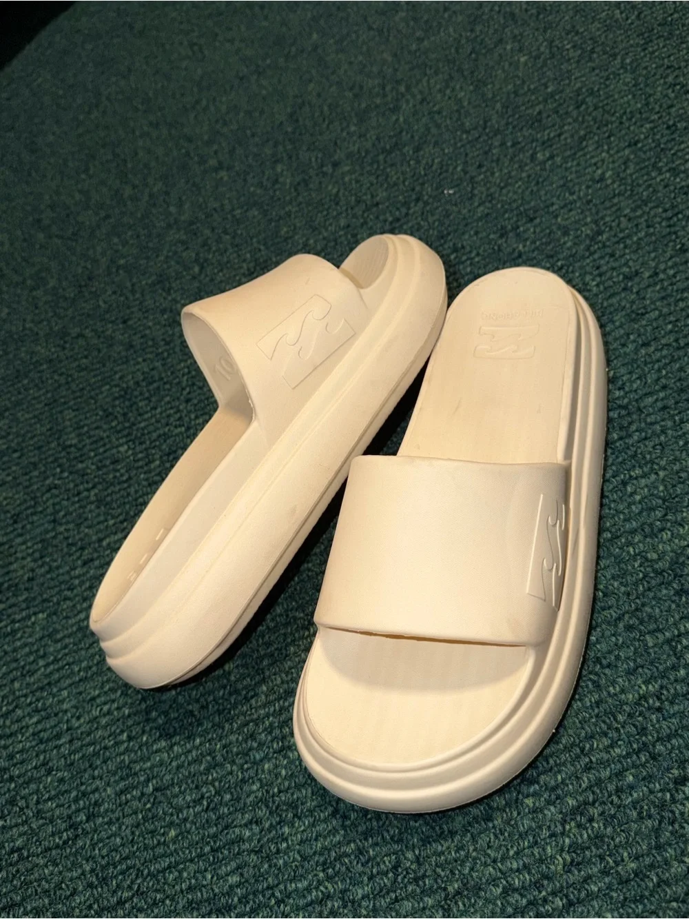 Billabong Platform Slides White Platform Slide Sandals with Embossed Logo