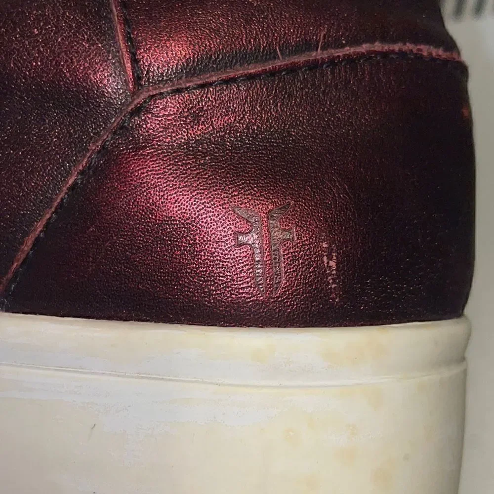 Frye Metallic Reddish/Purple Leather Upper Slip On Chunky Platform Shoes(37/6.5)