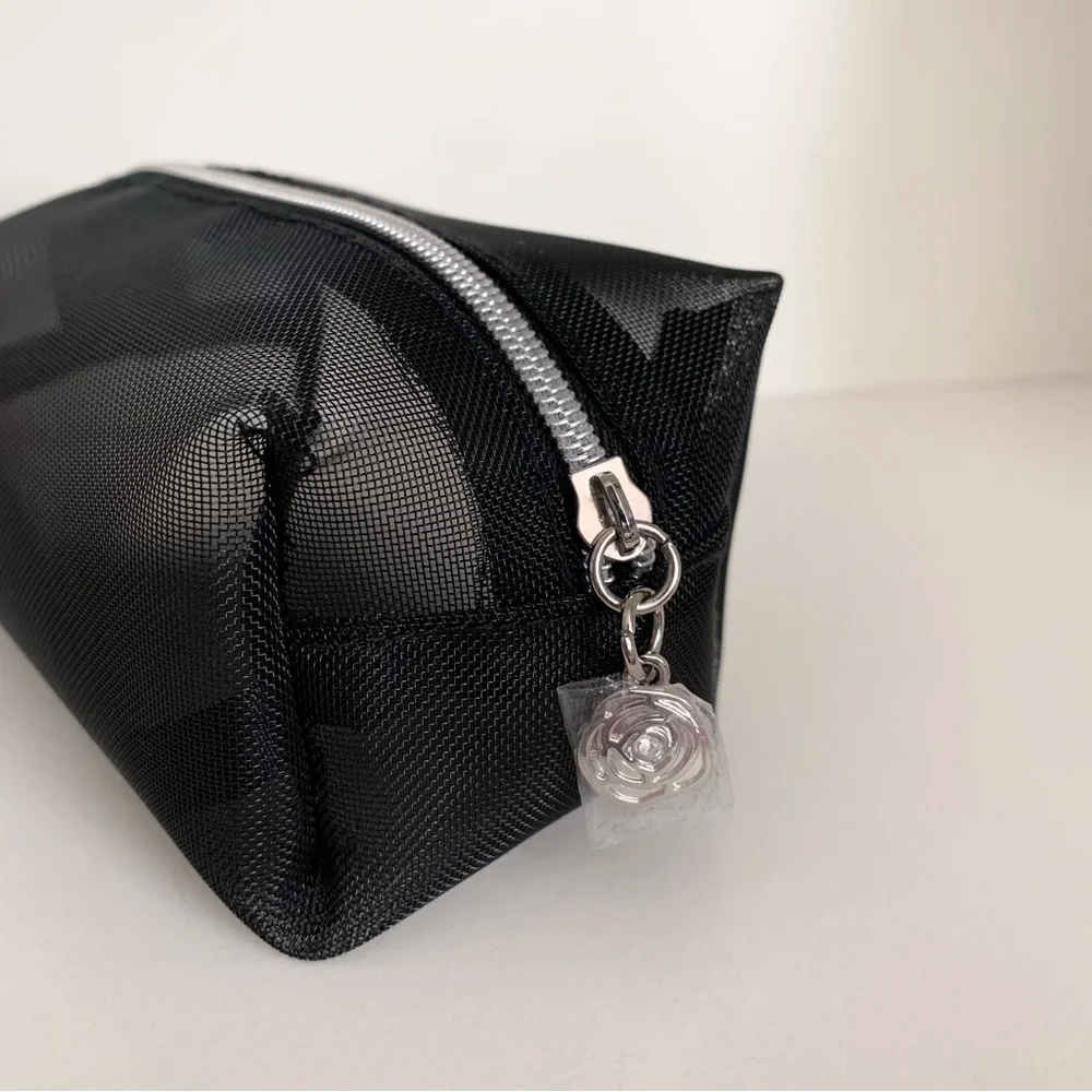 Lancôme black mesh cube zippy pouch