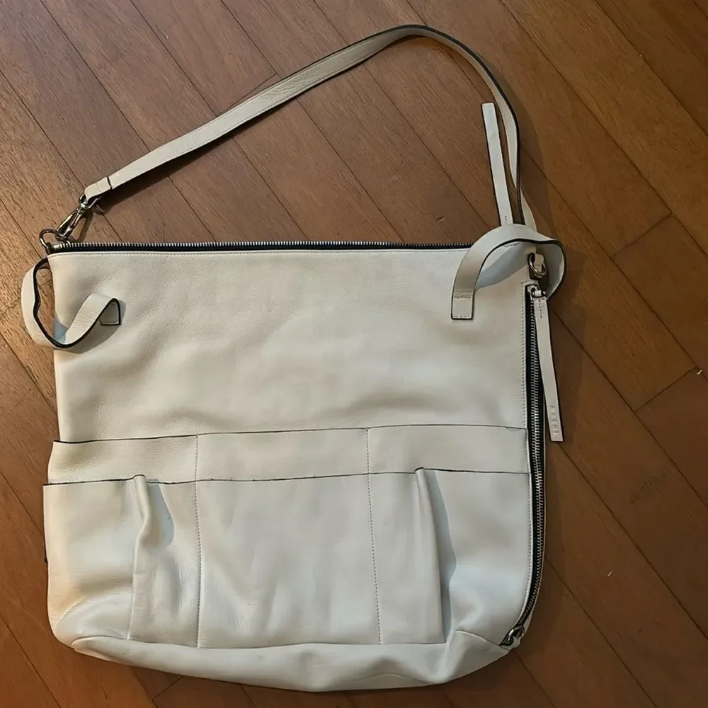 Marni Super Oversized Lambskin Hobo Bag in Off White