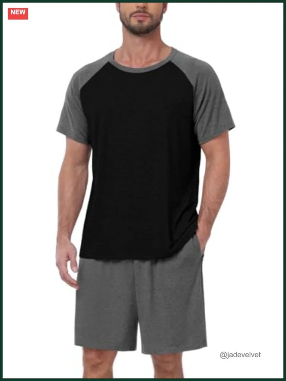Men's Pajama Set Summer Sleepwear Lightweight Short Sleeve Pjs with Pockets