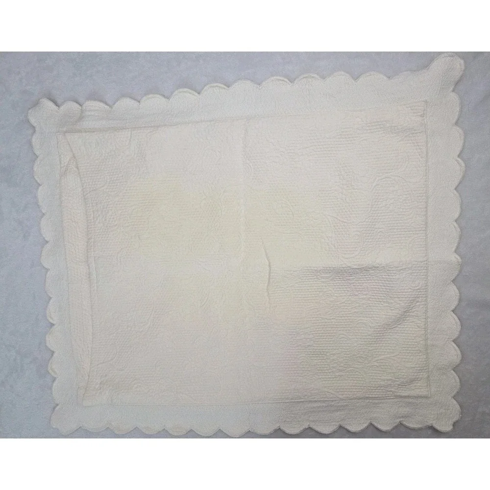 2 Vtg Sferra Bros Matelasse‎ Pillow Shams Ivory Portugal Floral Scroll Luxury