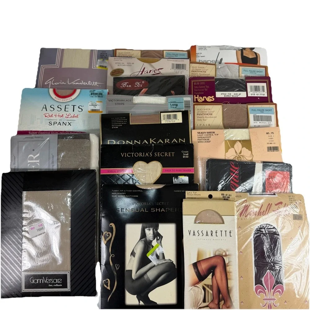 Pantyhose Stockings Vintage &‎ Contemporary 19 pcs Versace Victorias Secret NOS