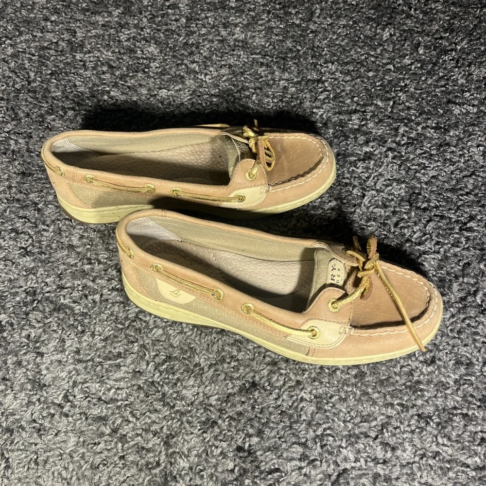 SPERRY TOP-SIDER 7.5  Boat Deck‎ Tan/Gold Glitter Womens
