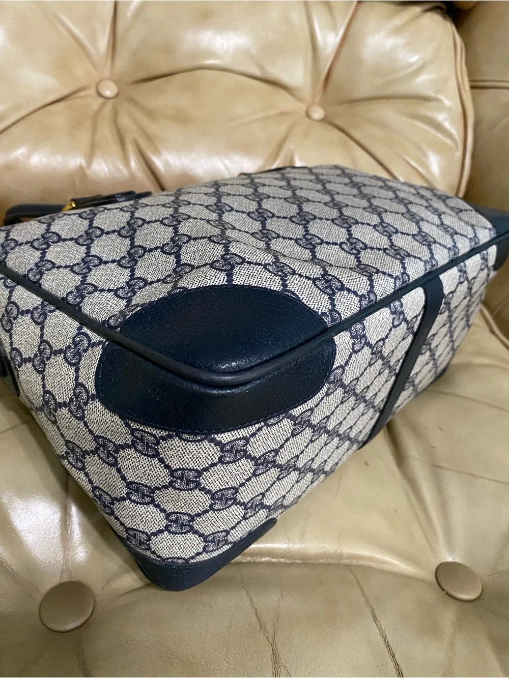 LKNW Vintage Gucci Large Satchel Bag GG Monogram Authentic Business Tote COA