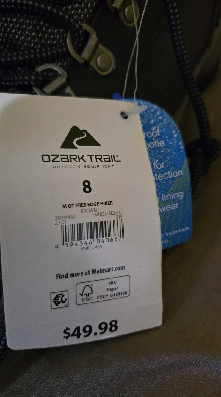 Ozark Trail Brown Men's Hiker Boot Bag - Brown Sz 8 Nwt Adventurer  Waterproof