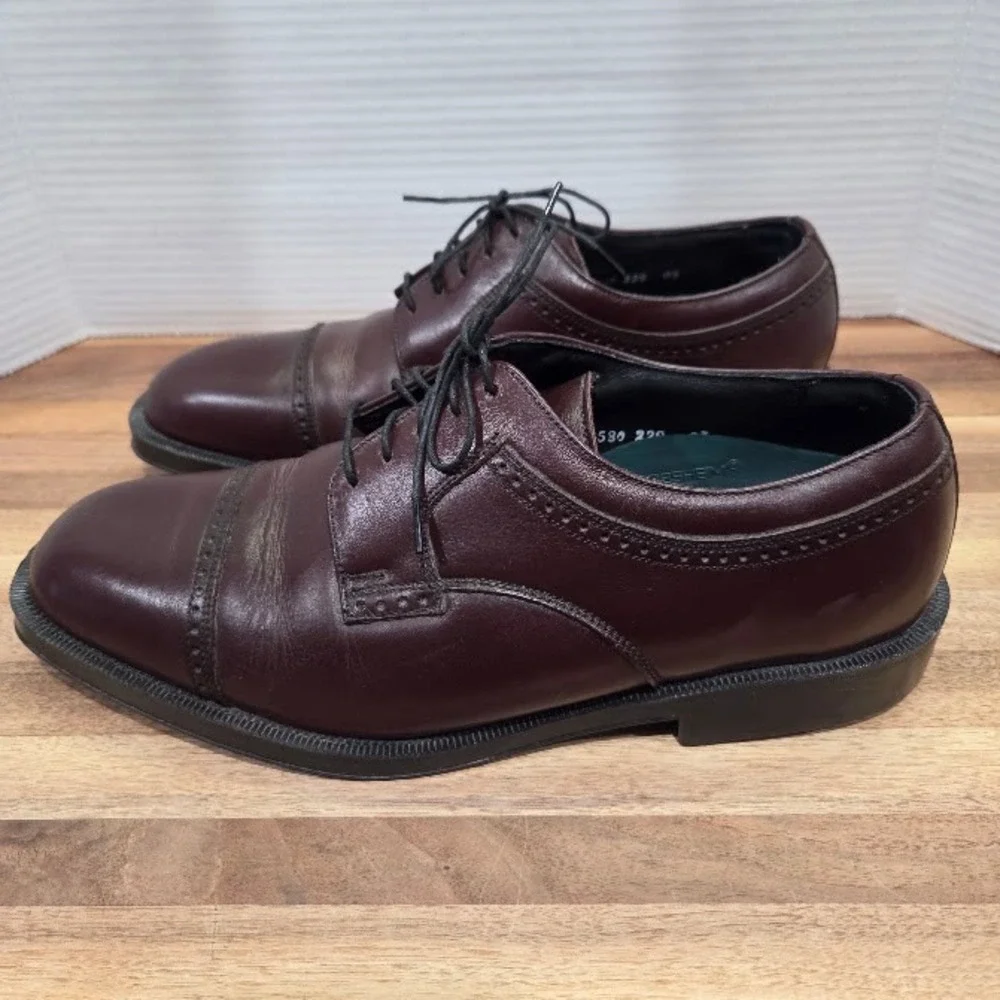 Florsheim Comfortech Dress Shoes Men's 10 Burgundy Leather Cap Toe Oxford 21001