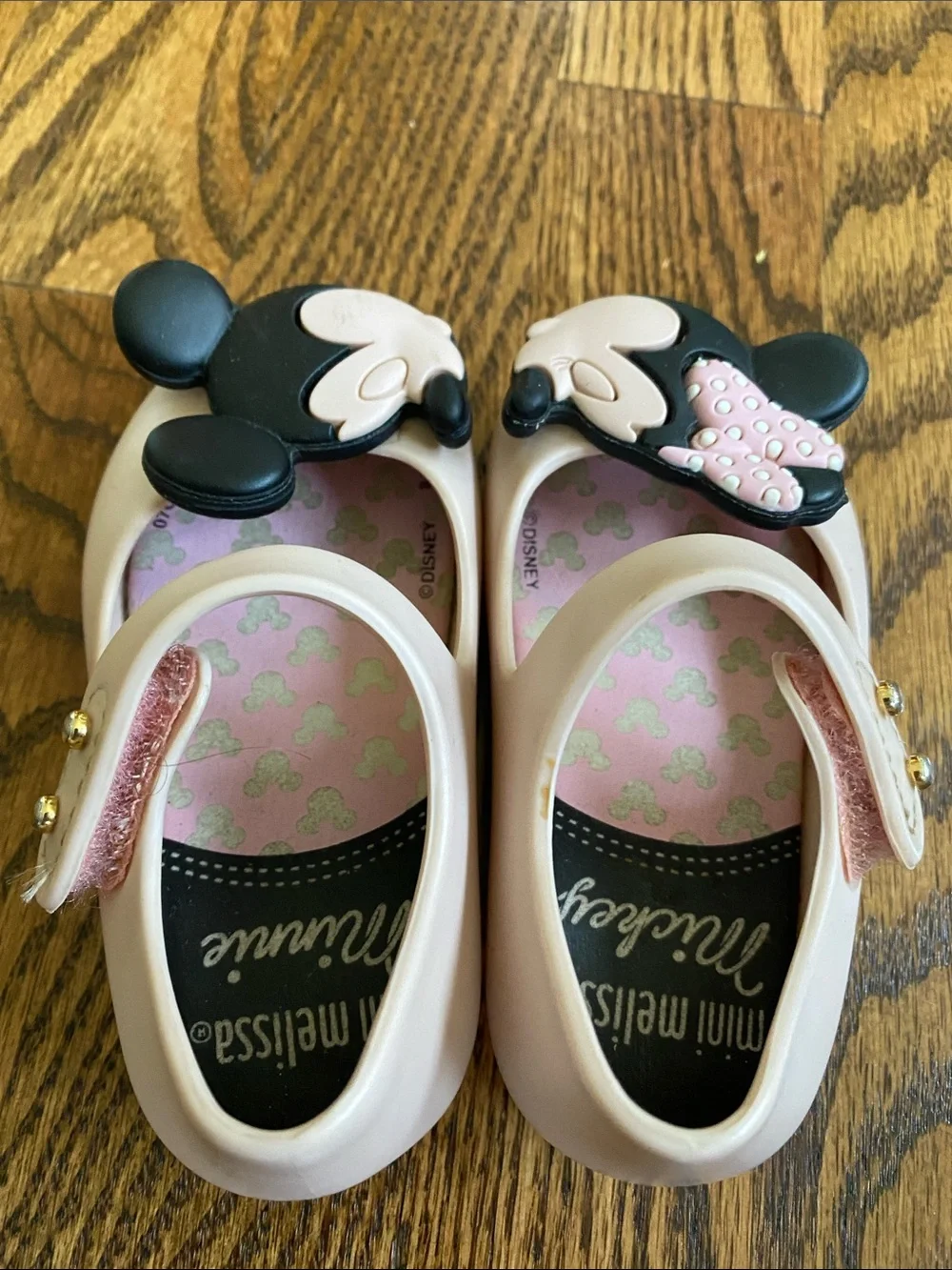 Mini Melissa Pink Mickey & Minnie Mary Jane Shoes, size baby/toddler 5.