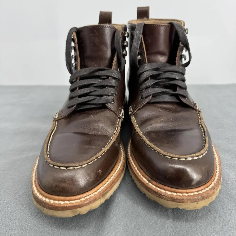 Rhodes Dean Moc Toe Boots Mens 8.5 Brown Leather Vibram Wedge‎ Sole