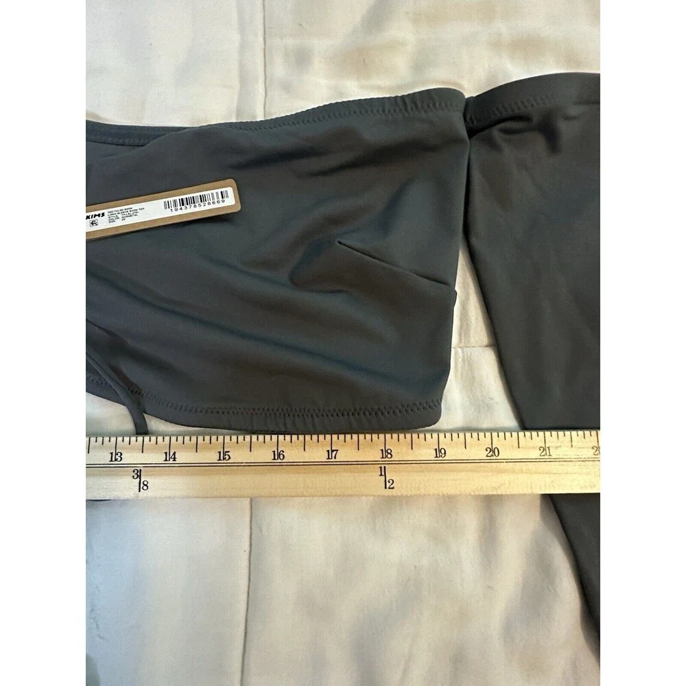 SKIMS Recycled Swim Long Sleeve Bikini Top Gunmetal Gray Women's SIZE 4X NWT‎