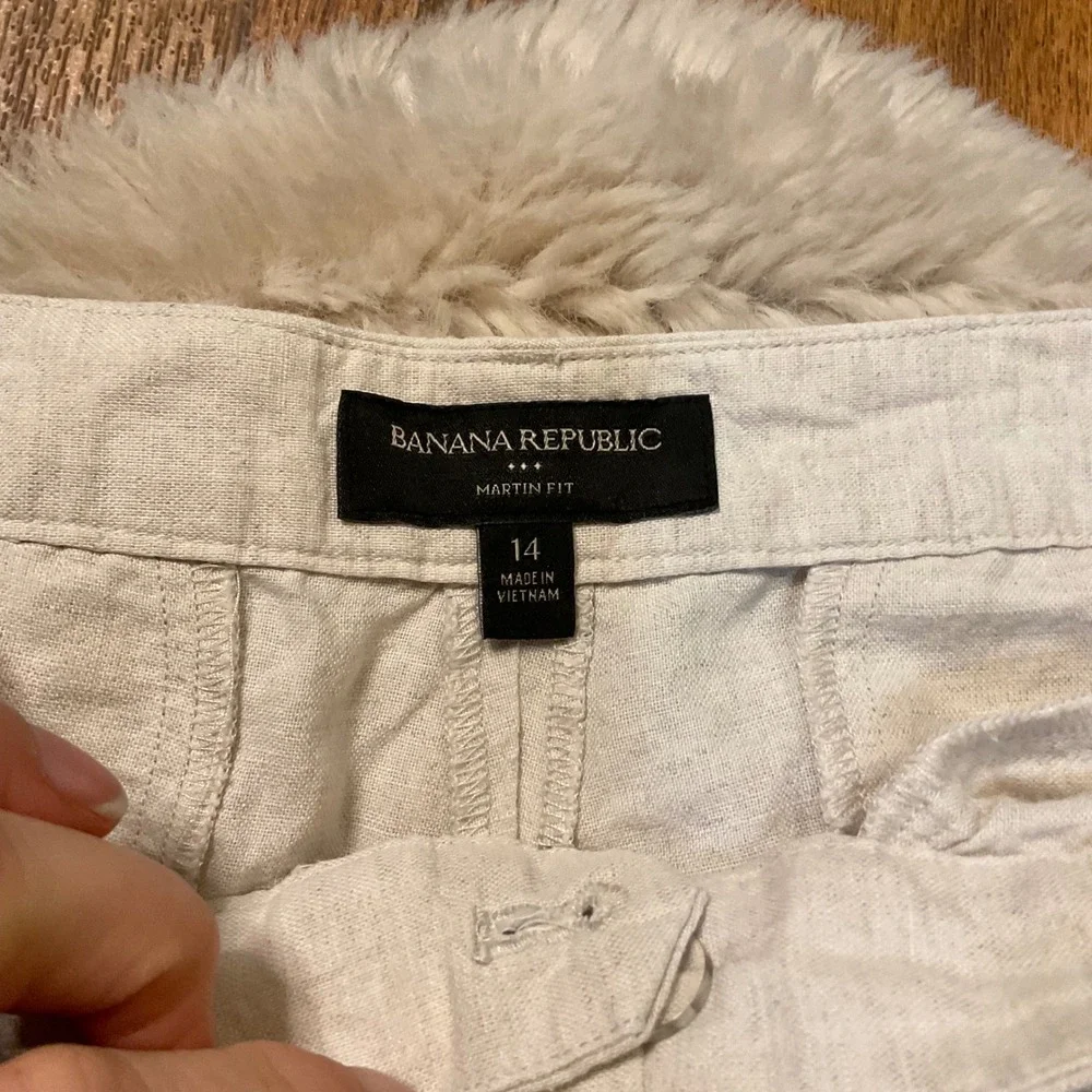 Banana Republic Martin Fit Pants Size 14 Linen Cotton Womens‎ Tan Tousers Dress