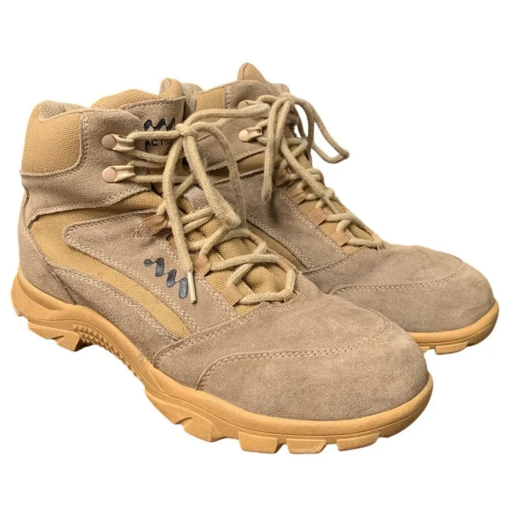 Ludey Mens Size 9 Tan Faux Suede Lightweight Military Tactical Combat Army Boots