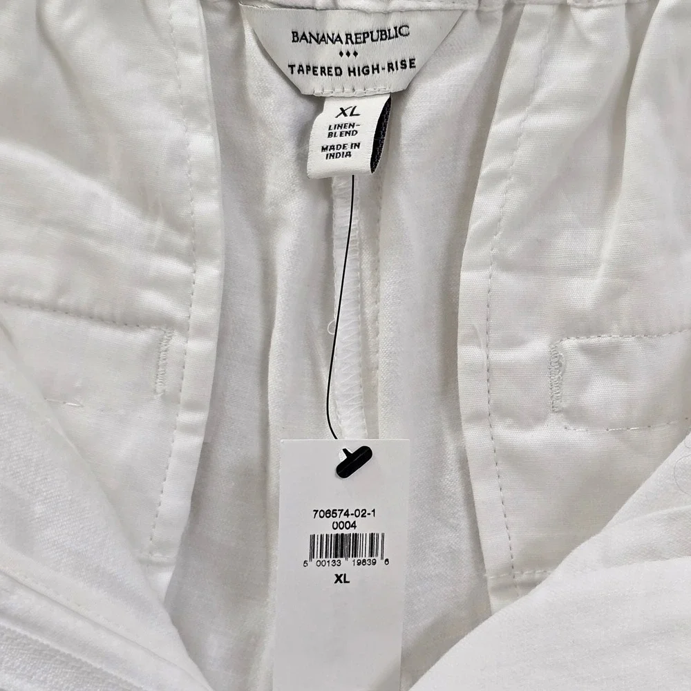 Banana Republic White Linen Blend Tapered High-Rise Ankle Pants XL  Resortwear