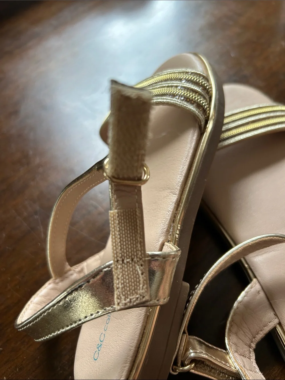Girls Gold Ankle-Strap Sandals