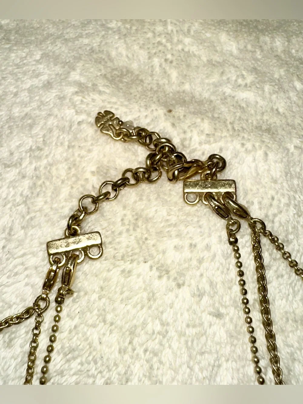 Lucky Brand Gold Layered Necklace Turquoise Boho Multi Strand Chain As Is Flaw