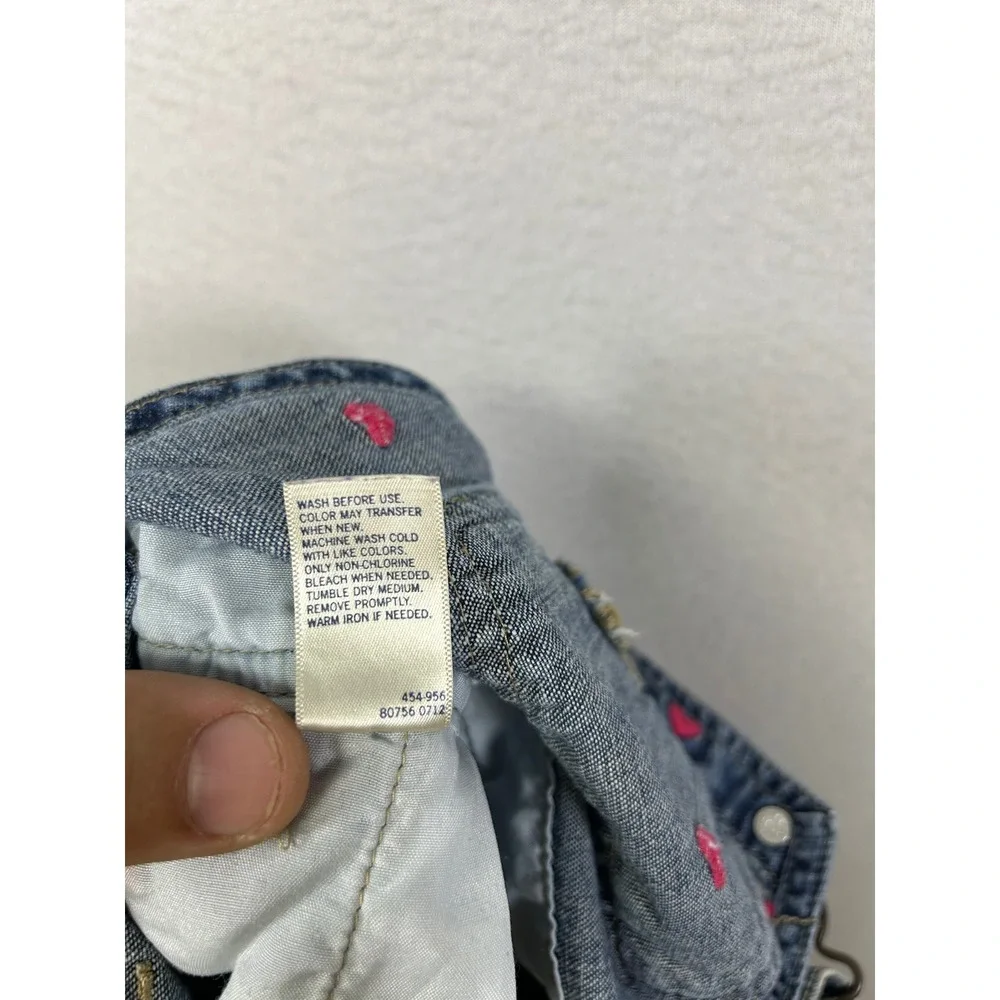 Valentine Heart OshKosh B'gosh Toddler 2T Blue‎ Pink Embroidered Denim Overalls