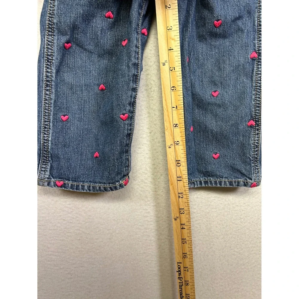 Valentine Heart OshKosh B'gosh Toddler 2T Blue‎ Pink Embroidered Denim Overalls