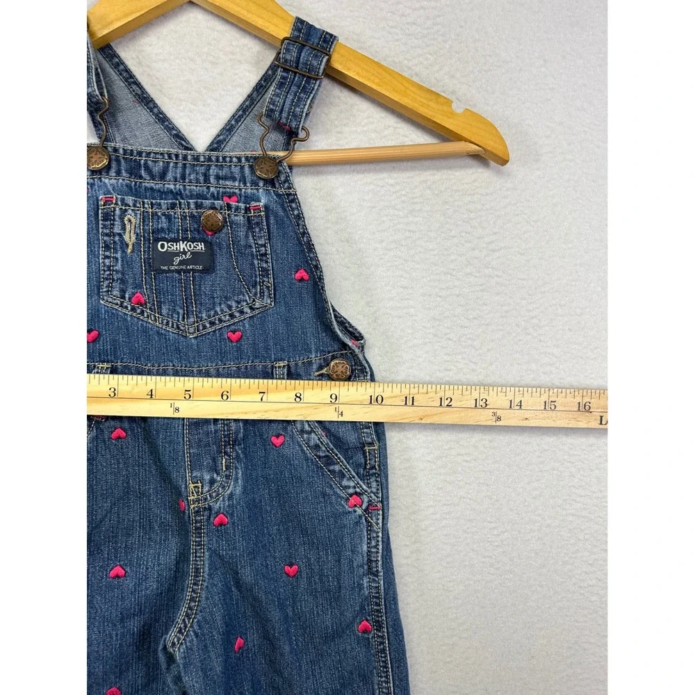 Valentine Heart OshKosh B'gosh Toddler 2T Blue‎ Pink Embroidered Denim Overalls
