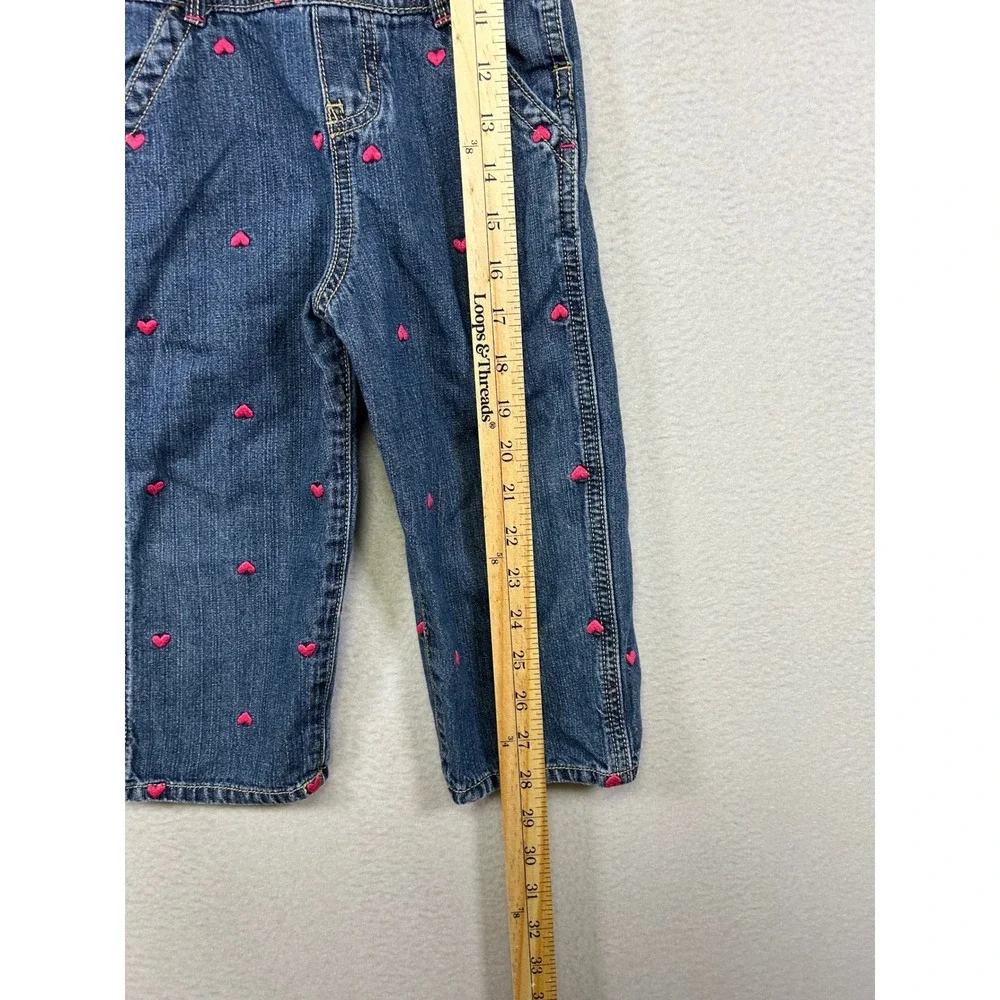 Valentine Heart OshKosh B'gosh Toddler 2T Blue‎ Pink Embroidered Denim Overalls