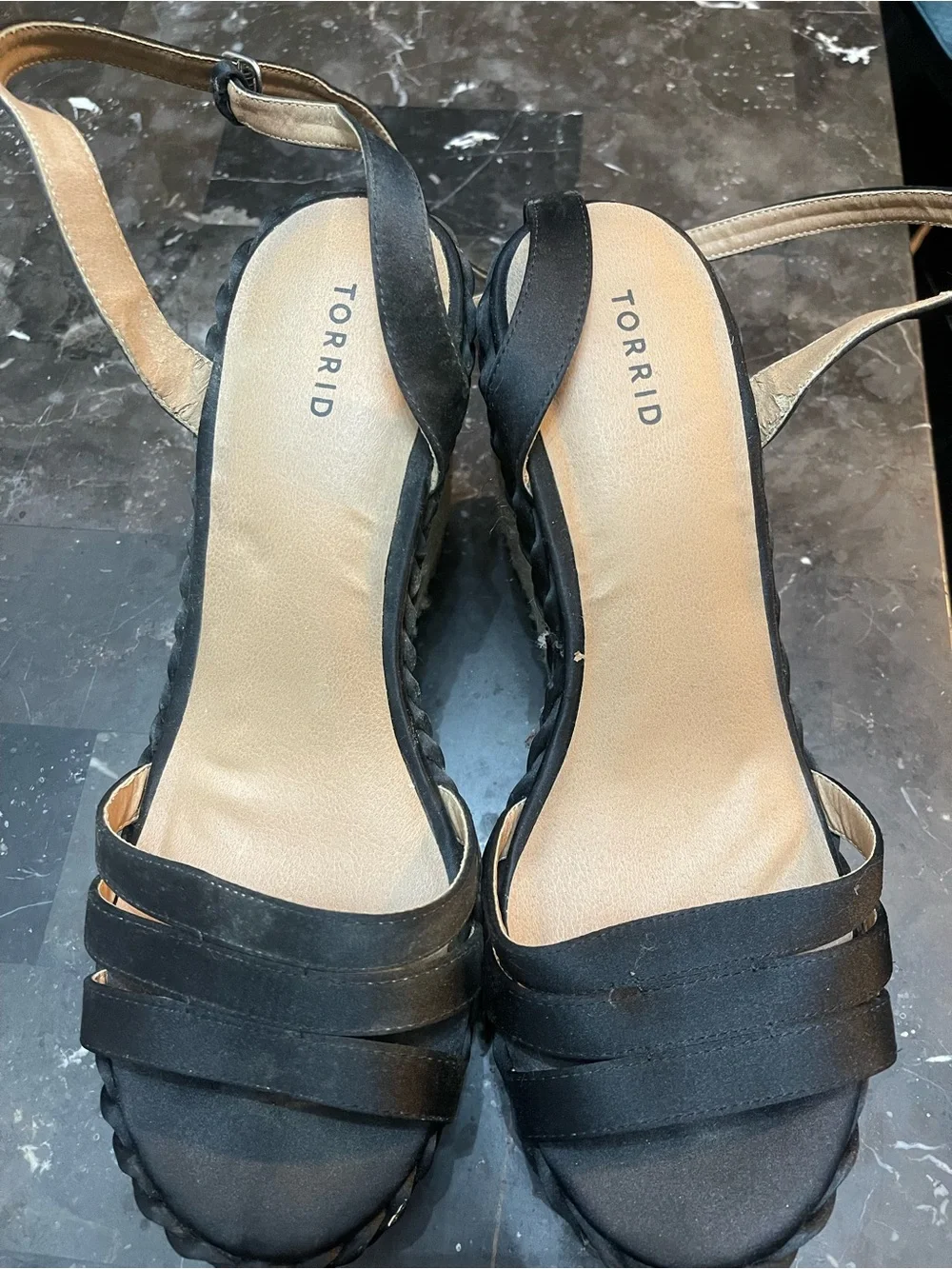 Torrid Black Espadrille Wedge Sandals | Size 9.5W (Wide Width)