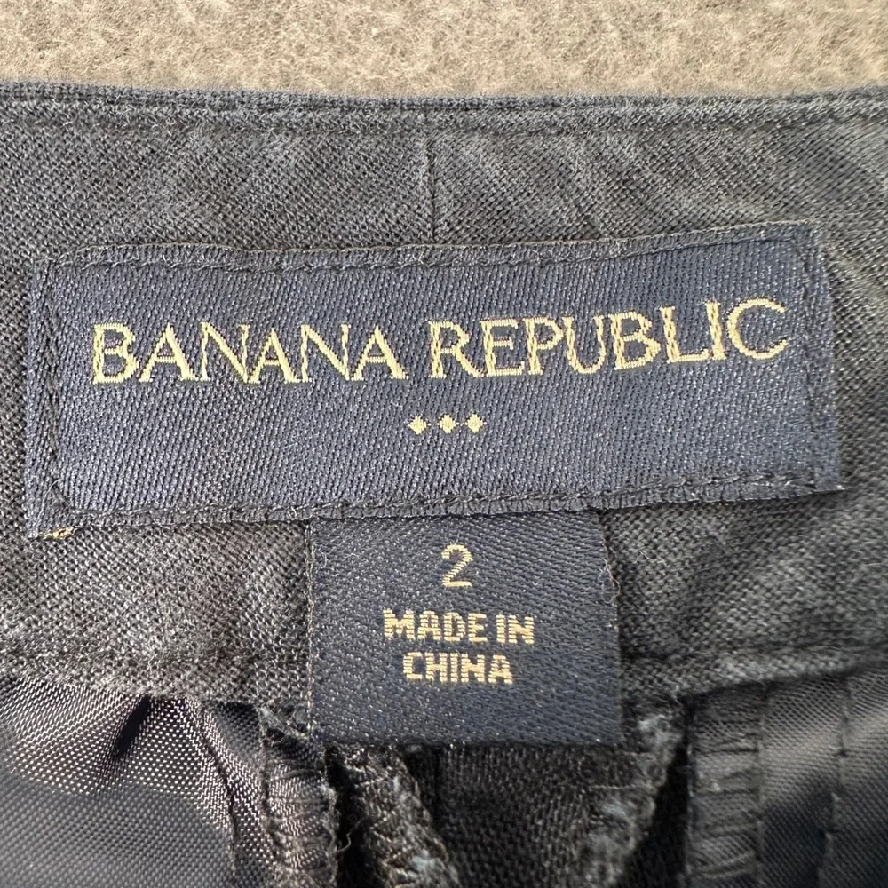 Banana Republic Black Linen Cotton Blend Flare Leg Trousers Pants 2 895429-01