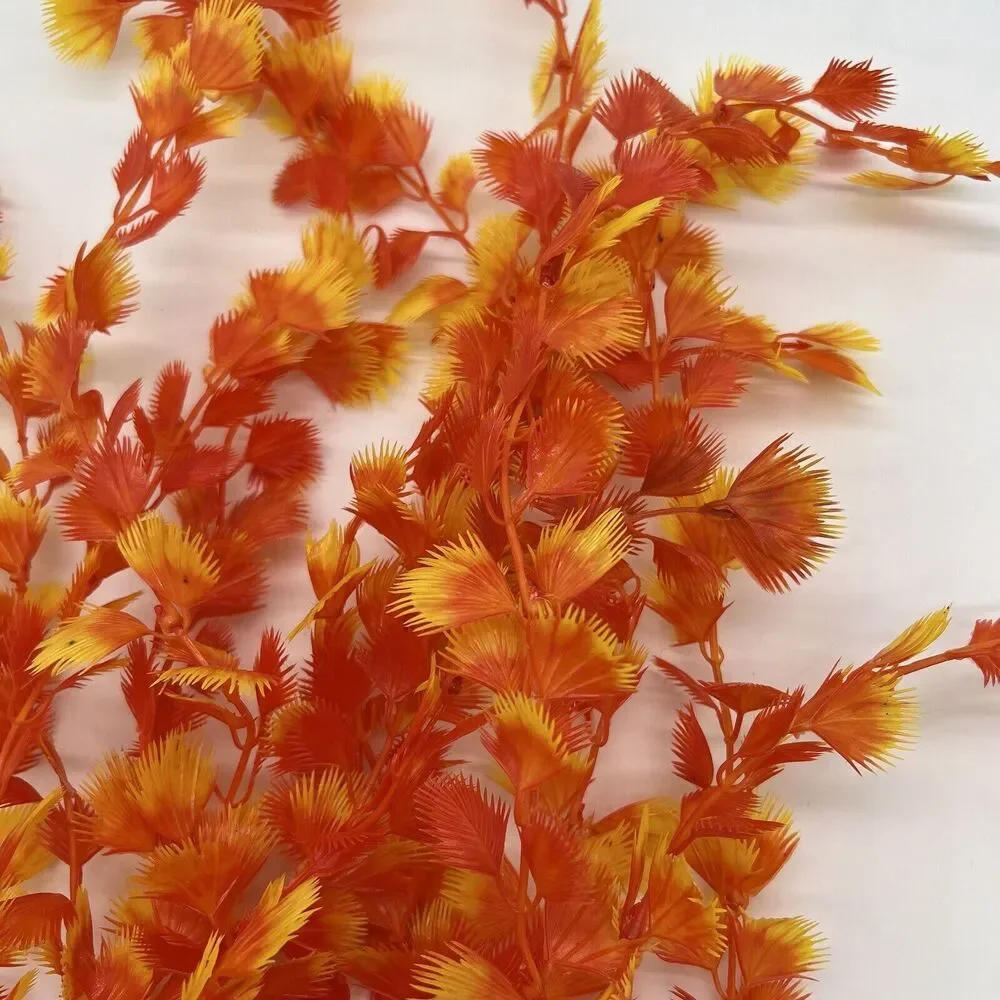 NWT Fish Aquarium Silk And Plastic Plants Bundle Of 4 Orange Green