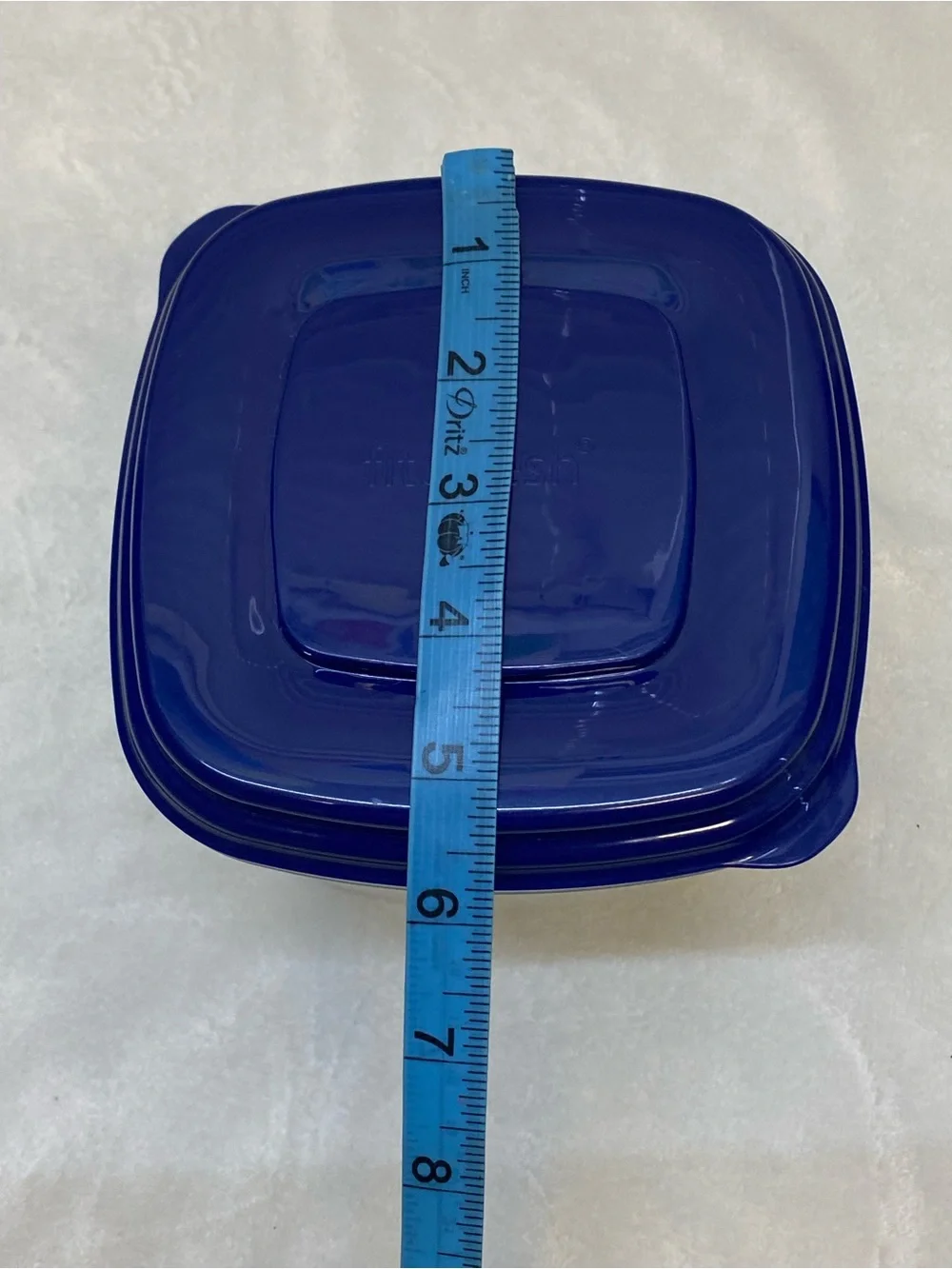 Fit & Fresh plastic sectional food storage container with a blue lid lunchbox