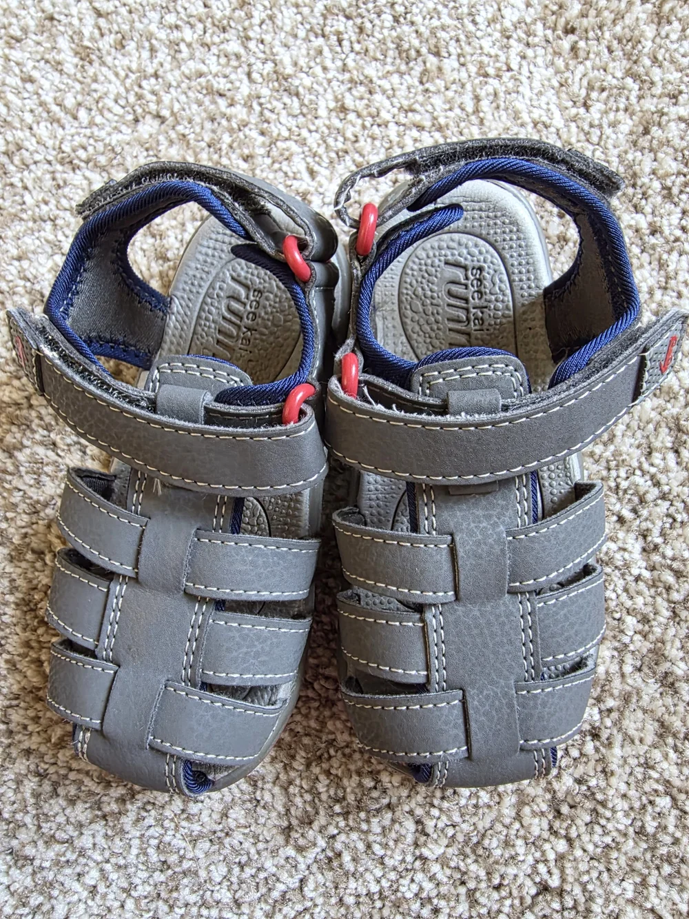 See Kai Run Gray Closed-Toe Kids Sandals with Navy Accents