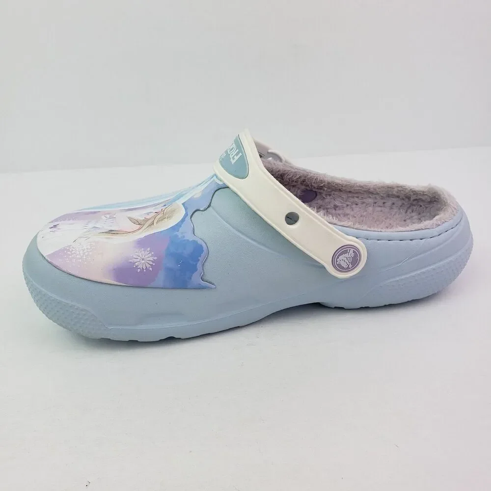 Crocs Fun Lab Kids Size J3 Mineral Blue Frozen II Disney Lined Clog Shoes