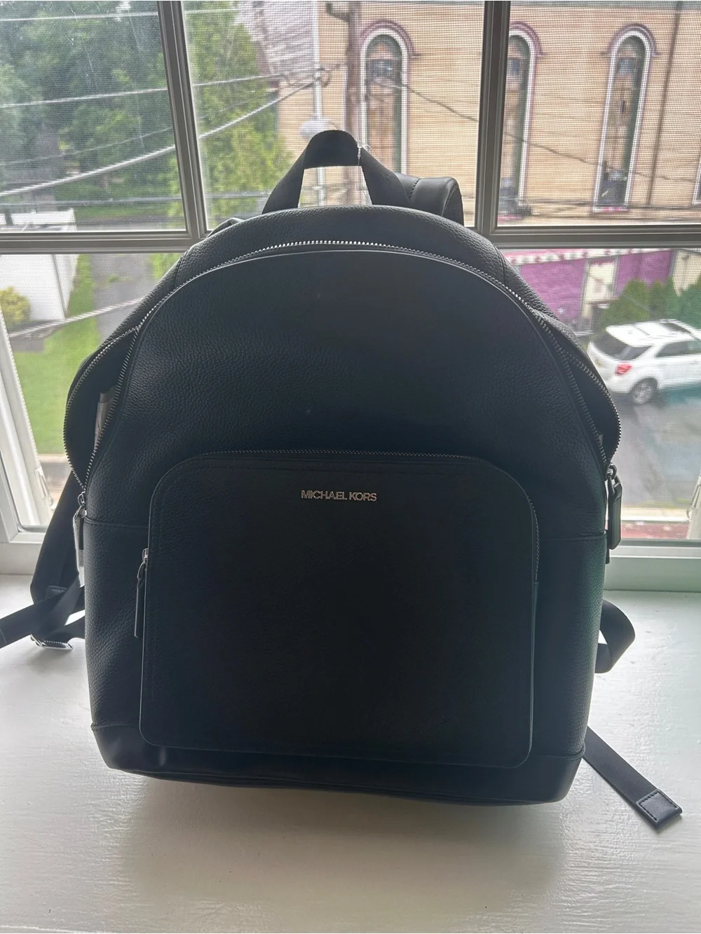 Michael Kors Black Cooper Pebbled Leather Commuter Backpack