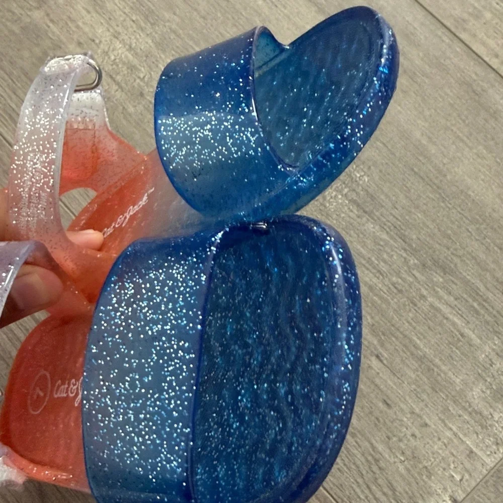 Kids Glitter Sandals - Orange and Blue size 7
