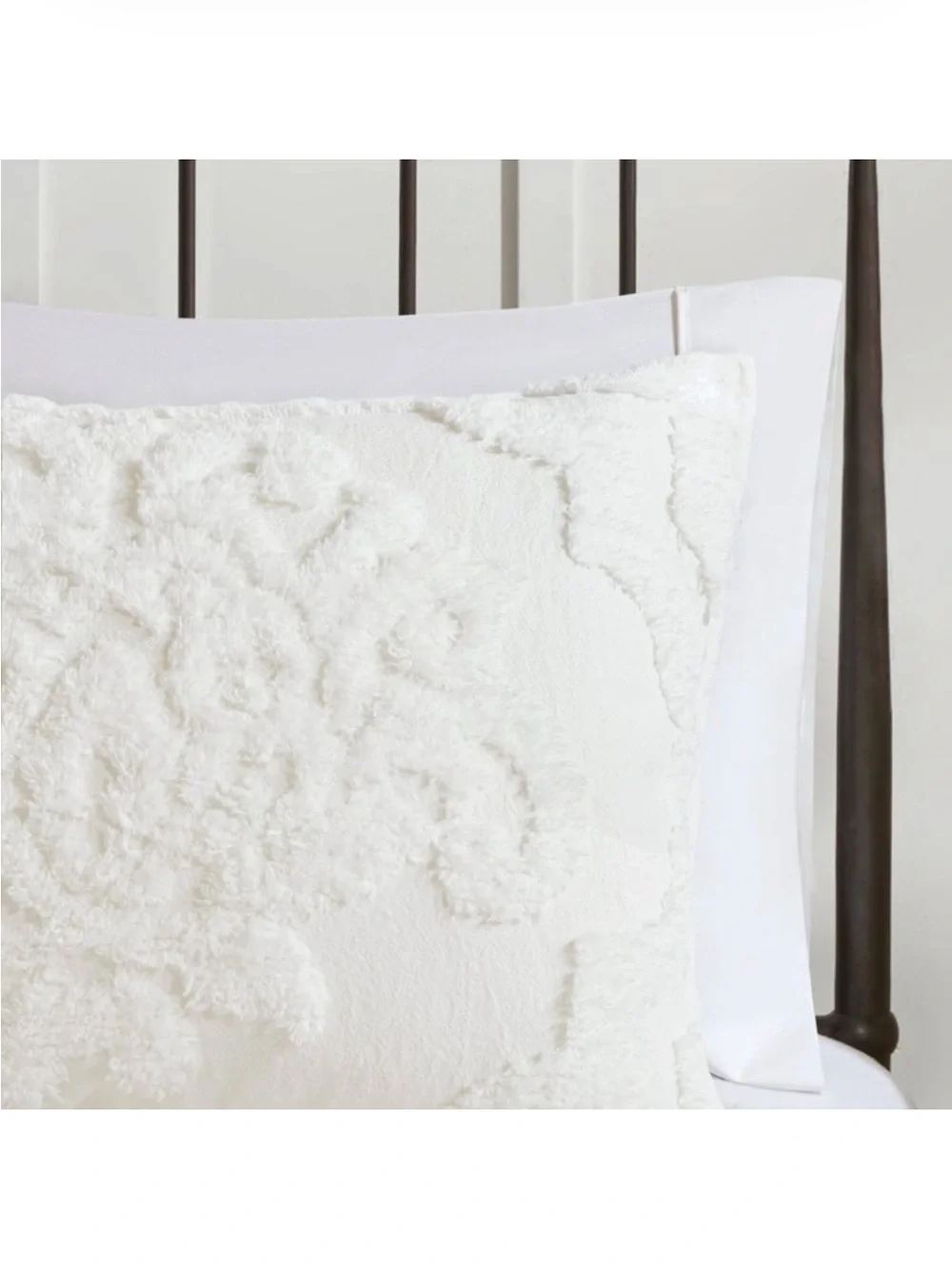3pc Full/Queen Eugenia Cotton Damask Com forter Set White