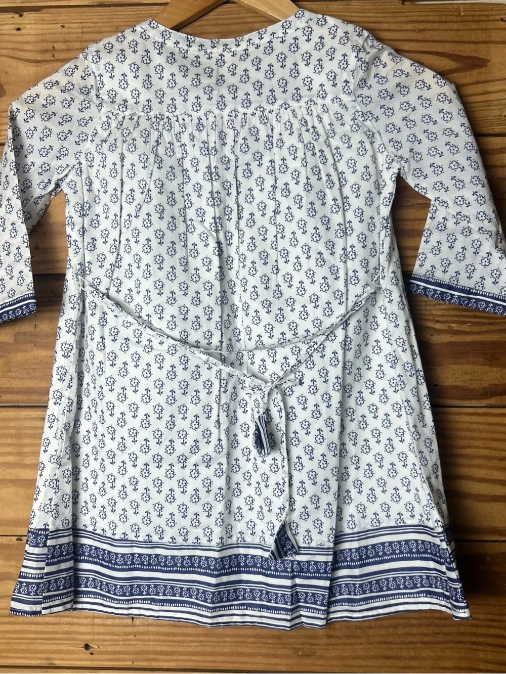 OshKosh B'gosh White Dress with Blue Floral Border