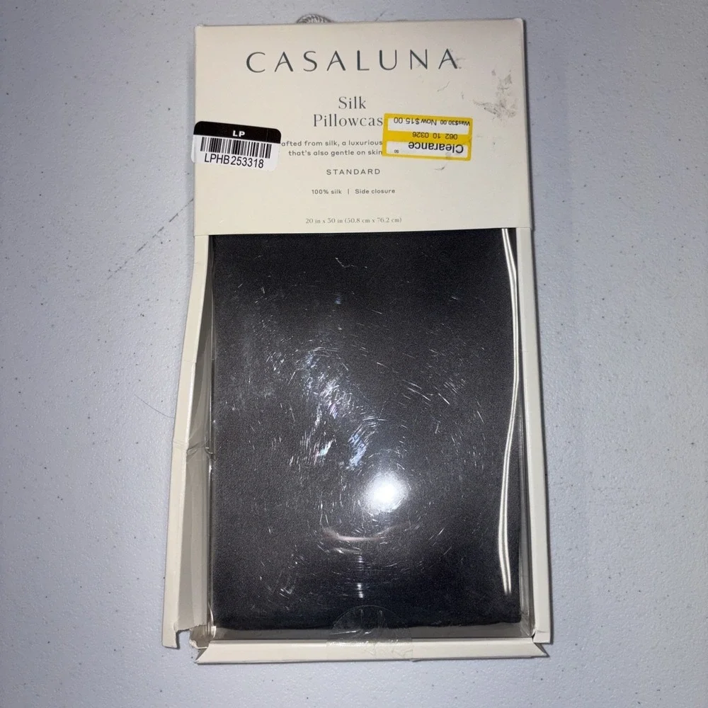 Casaluna Silk Pillowcase Standard Grey 100% Silk Side Closure 20x30
