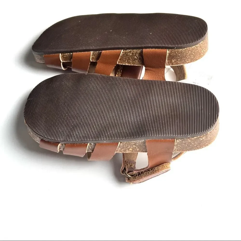 Old Navy Unisex Faux Leather Cognac Strappy Fisherman Style Sandals Sz 7
