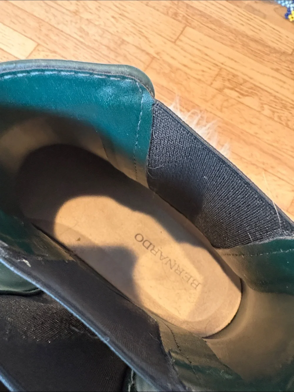 Bernardo Emerald Green Slip-On Chelsea Boots with Black Elastic rain boots