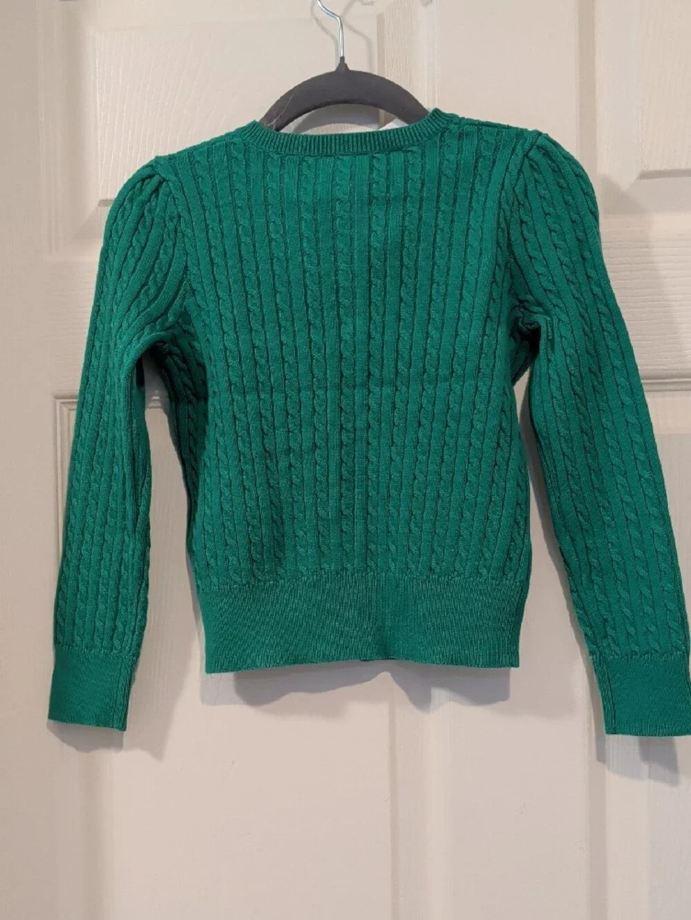Ralph Lauren Emerald Green 100% Cotton Cable-Knit Cardigan with Pony Logo