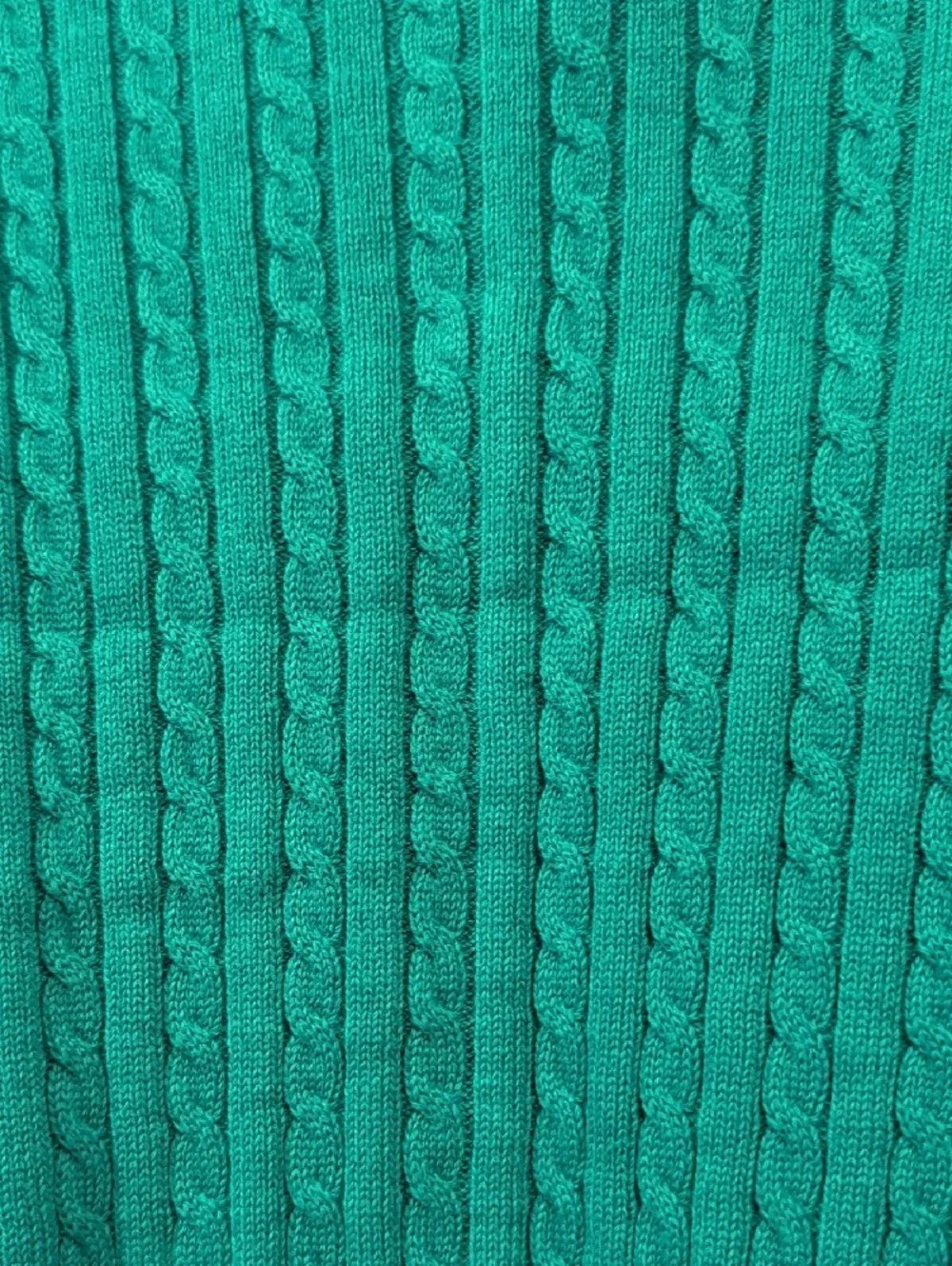 Ralph Lauren Emerald Green 100% Cotton Cable-Knit Cardigan with Pony Logo