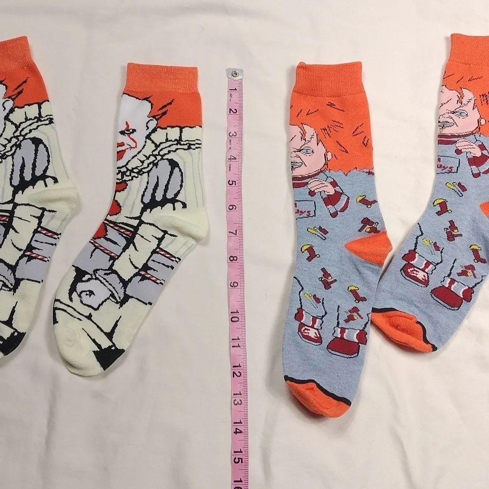 NWOT Horror Characters Themed Adult Socks - Orange and Blue