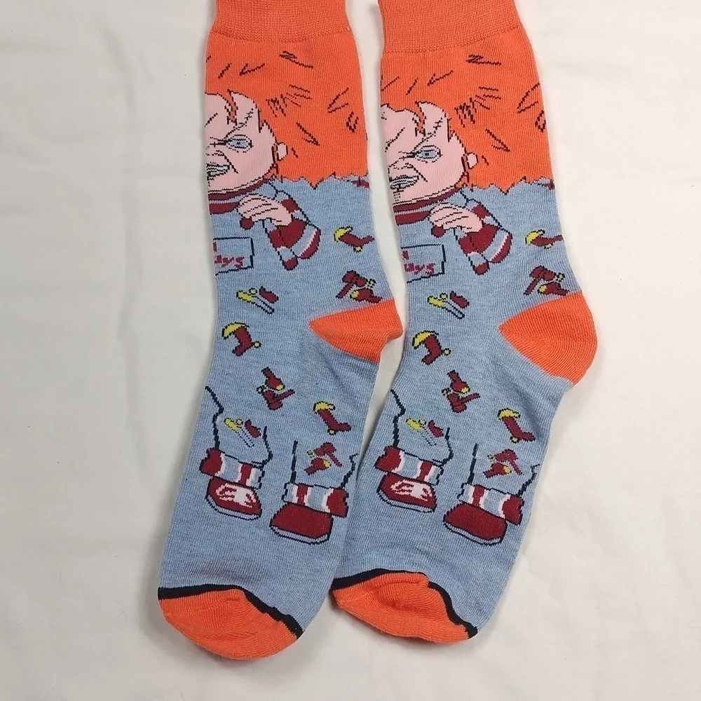 NWOT Horror Characters Themed Adult Socks - Orange and Blue