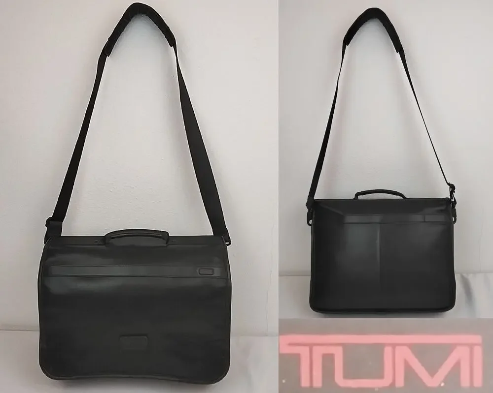 Tumi Messenger Bag Men's Leather Laptop Sleeve Commuter Bag Work Travel #Z5791