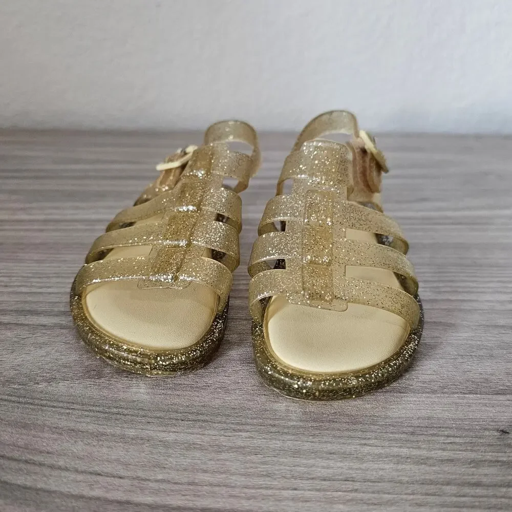 Mini Melisa Flox Sandal Glitter Gold Jelly Shoes Toddlers Little Kids USA 7